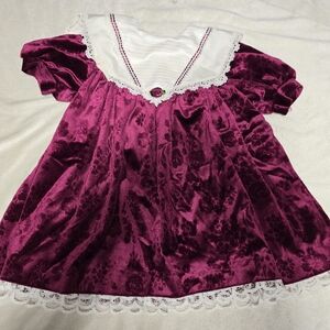 Velvet Dress with Lace Collar